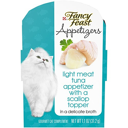 Purina Fancy Feast Wet Cat Food Complement; Appetizers Light Meat Tuna With a Scallop Topper - 1.1 oz. Tray, pack of 10