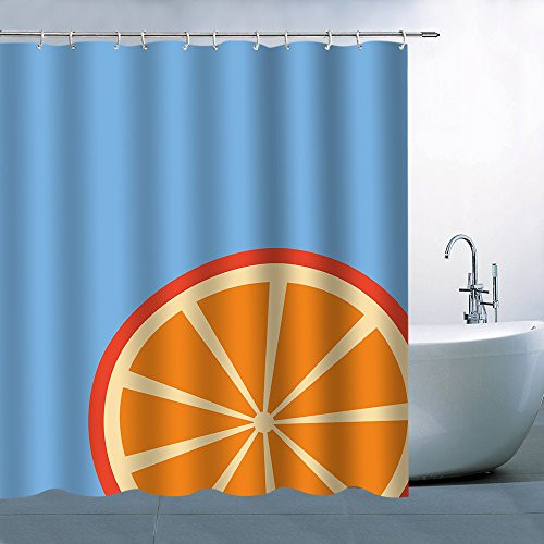 AMFD Orange Shower Curtain Simple Fruit Concise Blue Comfortable Tapestry Polyester Fabric Waterproof Mildew Resistant 70 x 70 Inches Include Hooks