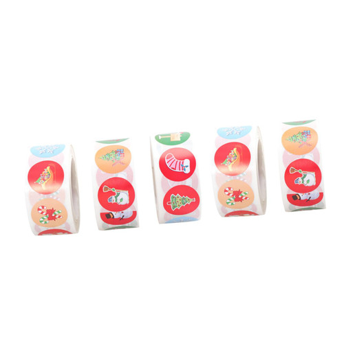 5 Rolls Christmas Stickers Self-Adhesive Stickers Christmas Packaging Sticker Labels Plain Stickers Paper Sticker Gift Stickers Kraft Paper Seal Label Sticker