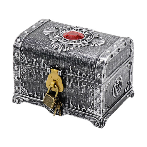 Pirate Treasure Box Pirate Treasure Chest Collection Storage Box Pirate Chest Storage Box for Children Kids Adults Halloween, ancient silver