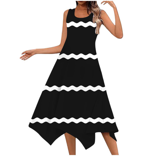 Sundresses for Women 2024 Casual Summer Elegant Maxi Dress Sleeveless Flowy Tank Dress Floral Beach Hawaiian Dresses Black