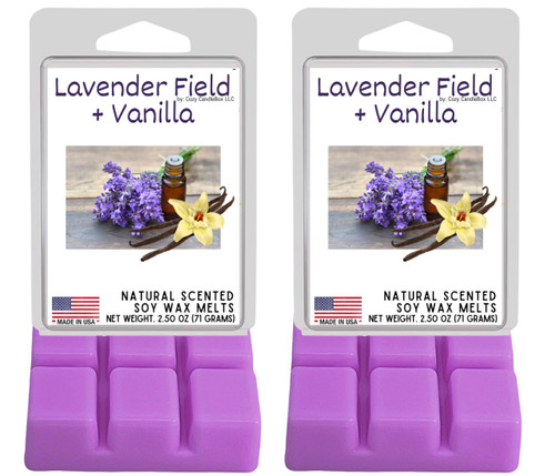 Soy Wax Melts | Made in USA | Plant Based Soy Wax | Cozy Lavender Field + Vanilla Natural Scented Soy Wax Cubes | 2 Packs | 5 oz Net Weight 141 Grams | Wax Melts for Wax Warmer