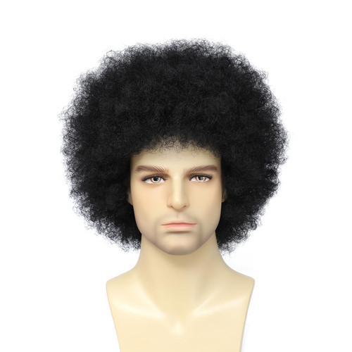 Mens Afro Wigs 70's disco Halloween Short Black Wigs for Disco Costume Boys Party Curly Wig Men Cosplay (Black)