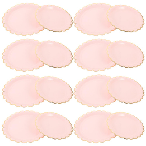 16pcs 7in+9in Paper Plates Paper Dinner Plates Pink Cake Plates Dessert Serving Plates Picnic Plates Food Dish for Birthday Party Festival