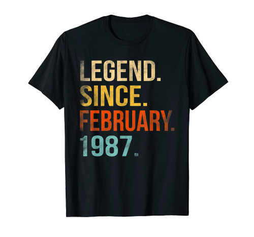 Legend Since February 1987 35th Birthday 35 Year Old T-Shirt