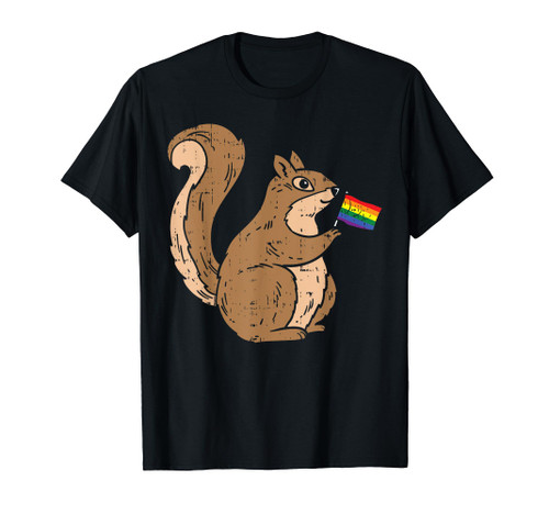Squirrel Rainbow Flag Cute Gay Pride LGBT Animal Lover Gift T-Shirt