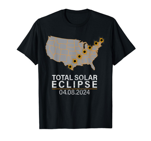 Solar Eclipse April 8 2024 America Totality Eclipse Path Map T-Shirt