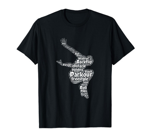 Parkour Word Cloud Jump Freerunning Obstacle Course Parkour T-Shirt