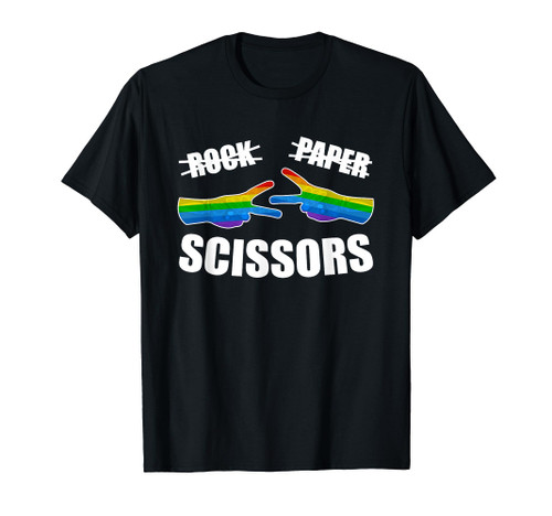 Rock Paper Scissors LGBT-Q Gay Pride Proud Ally Rainbow Flag T-Shirt