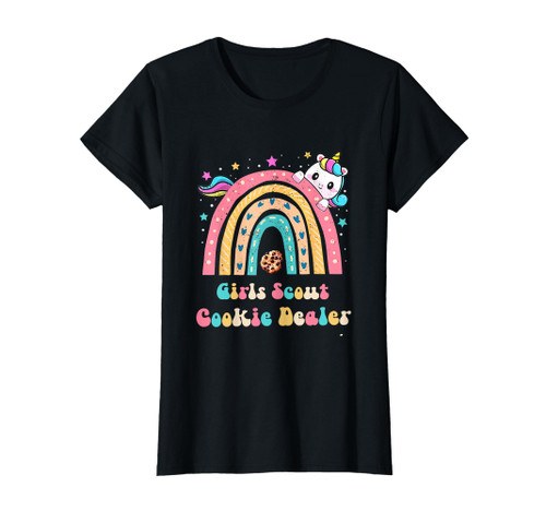 Scouts for Girls Cookie Dealer : Rainbow and Unicorn Design T-Shirt Scouts for Girls Cookie Dealer : Rainbow and Unicorn Design T-Shirt