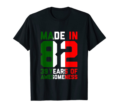 39th Birthday Italy Shirt Gift Men Women 39 Year Old 1982 T-Shirt