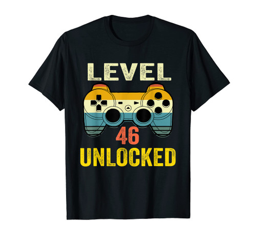 Level 46 Unlocked T-Shirt 46th Birthday Video Gamer T-Shirt