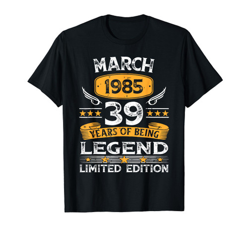 Vintage March 1985 39 Years Old 39th Birthday Gifts Mens T-Shirt