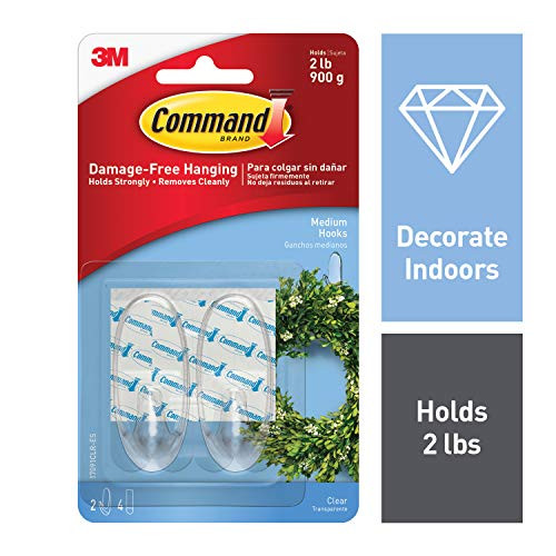 Command Oval Hooks, Holds 2 lbs, 6-packages (17091CLR-ES) Command Oval Hooks, Holds 2 lbs, 6-packages (17091CLR-ES)