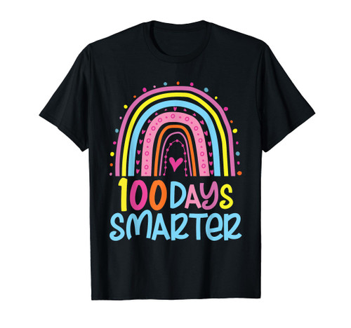 100th Day of School Teacher, 100 days smarter rainbow 2024 T-Shirt 100th Day of School Teacher, 100 days smarter rainbow 2024 T-Shirt