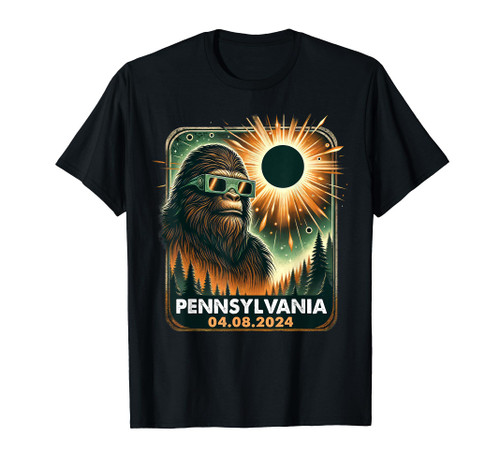 Bigfoot Pennsylvania Total Solar Eclipse 2024 With Glasses T-Shirt