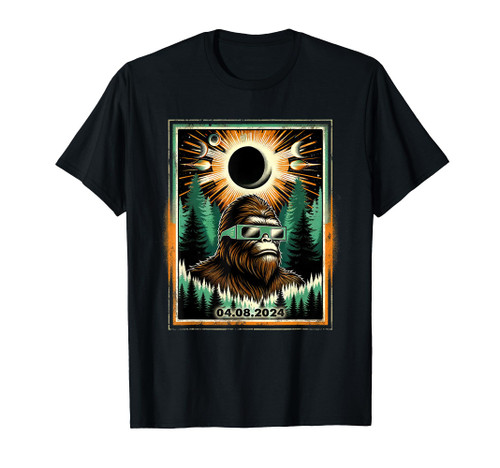 Vintage Bigfoot Total Solar Eclipse 2024 Sasquatch T-Shirt
