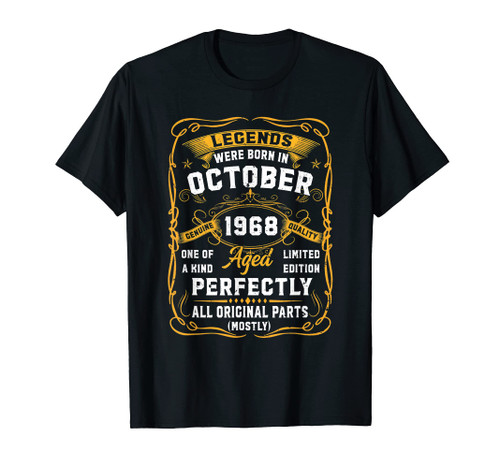 53 Years Old Legend 53rd Birthday Vintage October 1968 T-Shirt