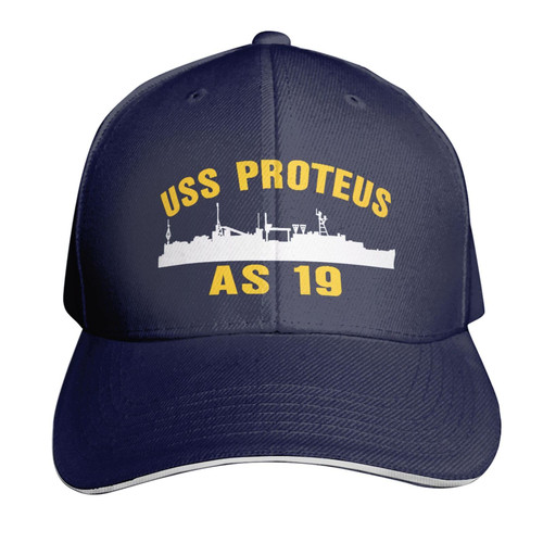 USS Proteus AS 19 Unisex Cadet Army Cap Military Cap Flat Top Cap Veteran Cap Navy