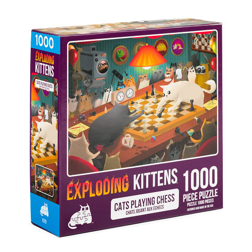Exploding Kittens 1000 Piece Jigsaw Puzzle - Cats Playing Chess, Jigsaw Puzzles for Adults, Cat Puzzle, Coffee Table Puzzle