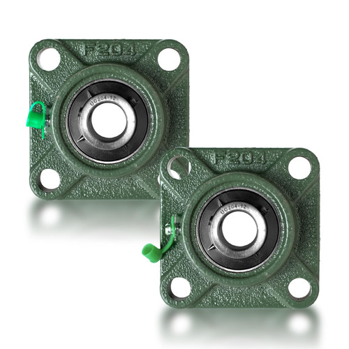 UCF204-12 Pillow Block Bearings (2 Pack) - 3/4 inch Bore, 4 Bolt Flange Mounted, Solid Cast Iron Base, Self-Alignment