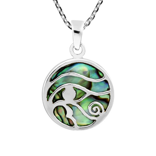 Ancient Symbol Eye of Horus Abalone Shell Inlay .925 Sterling Silver Pendant Necklace | Sterling Eye Pendant Necklace | Abalone Shell Pendant Necklace |Ancient Symbol Eye Pendant Necklace