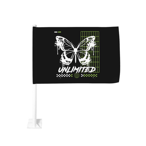 Unlimited Butterfly Car Flag 12x18 Inch Double Sided Window Clip Outdoor Car Window Flag Car Decorative Flag
