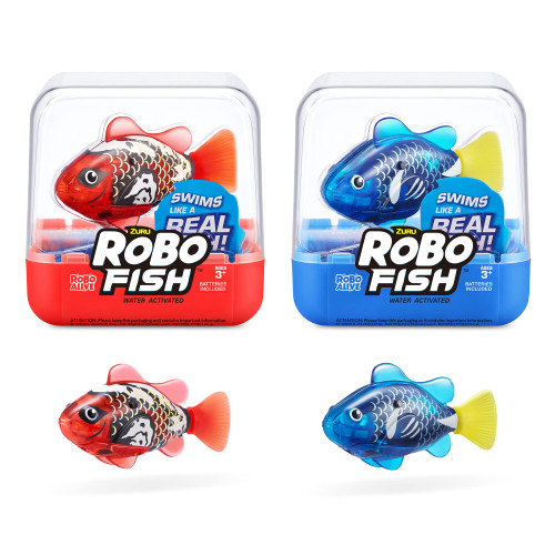 Robo Fish Robotic Swimming Fish (Blue + Red) by ZURU Water Activated, Changes Color, Comes with Batteries, Amazon Exclusive (2 Pack) Series 3