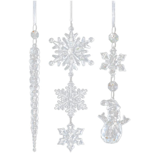 3pcs Christmas Tree Pendant Snowflake Ornaments Clear Hanging Snowflake Crystal Snowflake Ornament Xmas Tree Icicles Pendant Decor Hanging Parts Acrylic Material Delicate
