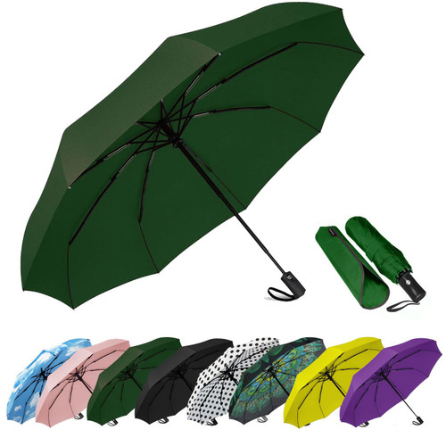 Windproof Travel Compact Umbrella-Automatic Umbrellas for Rain-Compact Folding Umbrella, Travel Umbrella Compact, Small Portable Windproof Umbrellas for Men Women Teenage. (Green)