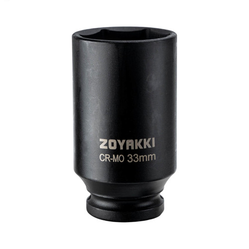 1/2" Drive x 33 mm Deep 6 PT Impact Socket, CR-MO, 1/2-inch Drive 6 Point Axle Nut Socket for Easy Removal of Axle Shaft Nuts (33MM)