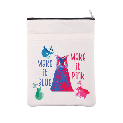 Sleeping Princess Inspired Book Sleeve Princess Merchandise Book Cover Good Fairies Gift Make It Pink Make It Blue Gift Fairytale Cartoon Gift for Fans (MakeItPinkBlue BS)