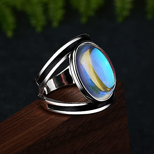 925 Sterling Silver Moonstone Ring for Women Grils | 18K White Gold Vintage Vintage Rainbow Moonstone Rings Solitaire Ring Oval Gemstone Fashion Jewelry for Gift Size 11 925 Sterling Silver Moonstone Ring for Women Grils | 18K White Gold Vintage Vintage Rainbow Moonstone Rings Solitaire Ring Oval Gemstone Fashion Jewelry for Gift Size 11