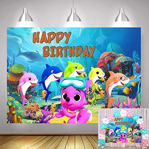 Fanghui 5x3FT Vinyl Shark Baby Family Photography Backdrop Underwater World Wallpa Photo Background Baby Shower Happy Birthday Party Banner Decoration Studio Booth Props Supplies Fanghui 5x3FT Vinyl Shark Baby Family Photography Backdrop Underwater World Wallpa Photo Background Baby Shower Happy Birthday Party Banner Decoration Studio Booth Props Supplies