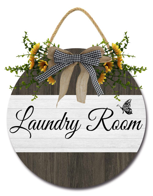 Laundry Room Butterfly Sunflower Laundry Sign Rustic Wood Plaque for Laundry Room Wall Door Funny Laundry Decor Hanging Sign for Laundry Room Wash House Farmhouse