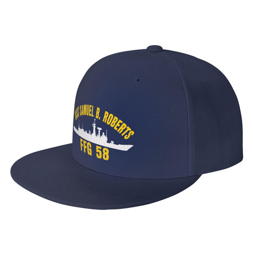USS Samuel B Roberts FFG 58 Unisex Flat Brim Visor hat Adjustable Baseball Cap Navy Blue