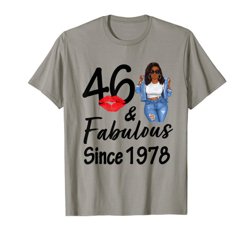 46 And Fabulous Since 1978 46th Birthday Afro Black Queen T-Shirt