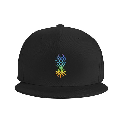 Snapback Hat Upside-Down-Pineapple-Rainbow Trucker Hat Hip Hop Classic Plaid Flat Baseball Cap
