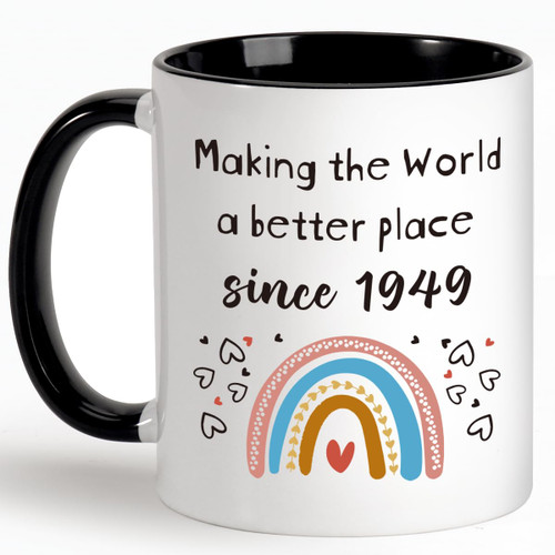 75th Birthday Gifts for Women Men, 75th Birthday Gifts for Her Him, Happy 75 Years Old Birthday Present, Back in 1949, Seventy-five Birthday Coffee Mug Turning 75 for Women