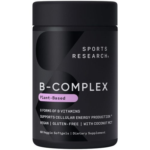 Vitamin B-Complex - Full Spectrum of B Vitamins - Plant-Based Vegan-Friendly Formula - 60 Veggie Softgels