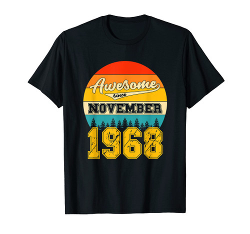 Awesome Since November 1968 53 Years Old Birthday Vintage T-Shirt