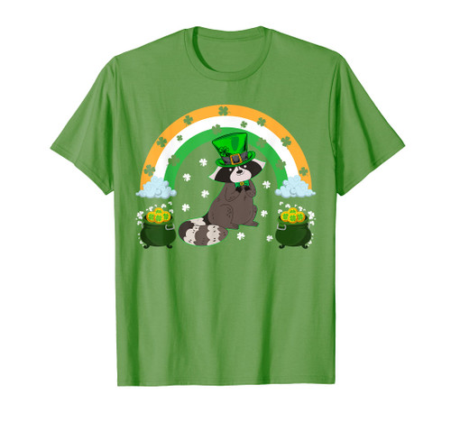 Irish Rainbow Leprechaun Lucky Raccoon St. Patrick's Day T-Shirt