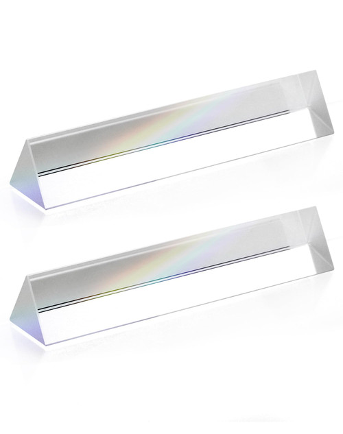 6 Inch Optical Glass Triangular Prism, 2 Pack Light Optical Glass Crystal Triangular Prism, for Teaching Light Spectrum Physics, Rainbow Effects Photo Photography Prism