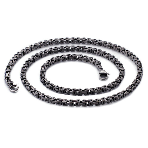 Byzantine Chain 66CM, Black Stainless Steel Chain Necklace 4MM Byzantine Chain 66CM, Black Stainless Steel Chain Necklace 4MM