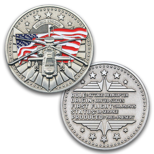 Apache Helicopter Challenge Coin, Attack Military Aircraft Custom Coin, Designed by Military Veterans! Amazing 3D Detail