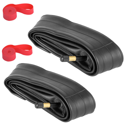 700x35C/38C/40C/43C Bike Inner Tube with Schrader Valve 48mm, 2 Pack Premium Butyl Rubber Bike Tire Tube with 2 Rim Strip for 700c Road Bicycle
