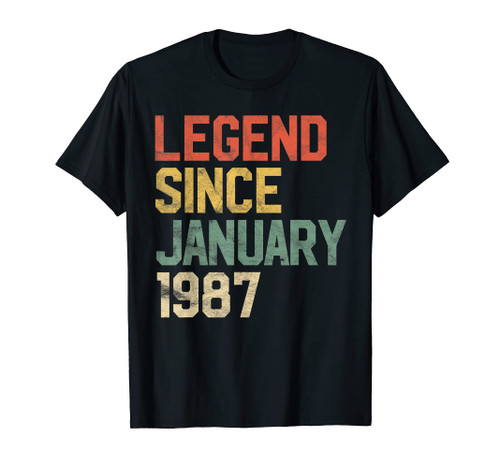 35 Year Old Gifts Legend Since January 1987 35th Birthday T-Shirt