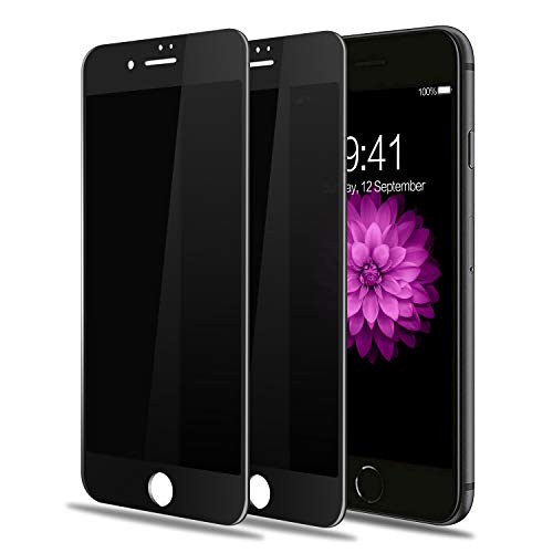 [2-Pack] Privacy Screen Protector for iPhone 8 Plus/iPhone 7 Plus, MCUK Full Coverage Anti-Fingerprint,Easy Install, Anti-Spy 9H Tempered Glass for iPhone 8 Plus/ 7 Plus (Black)