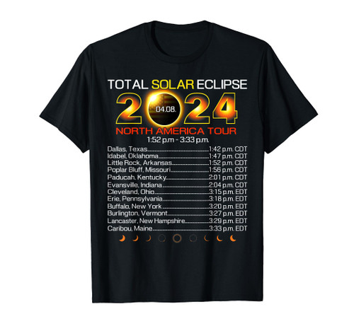 America Total Solar Eclipse April 8 2024 USA Map Totality T-Shirt
