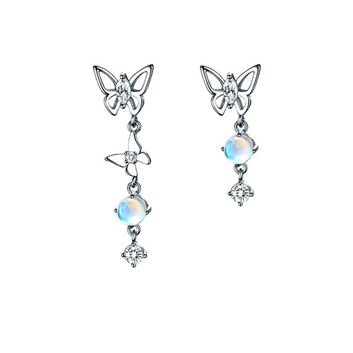 Butterfly Drop Earrings Dangle Earrings for Women Girls 925 Sterling Silver Butterfly Earrings Studs(A-Silver)